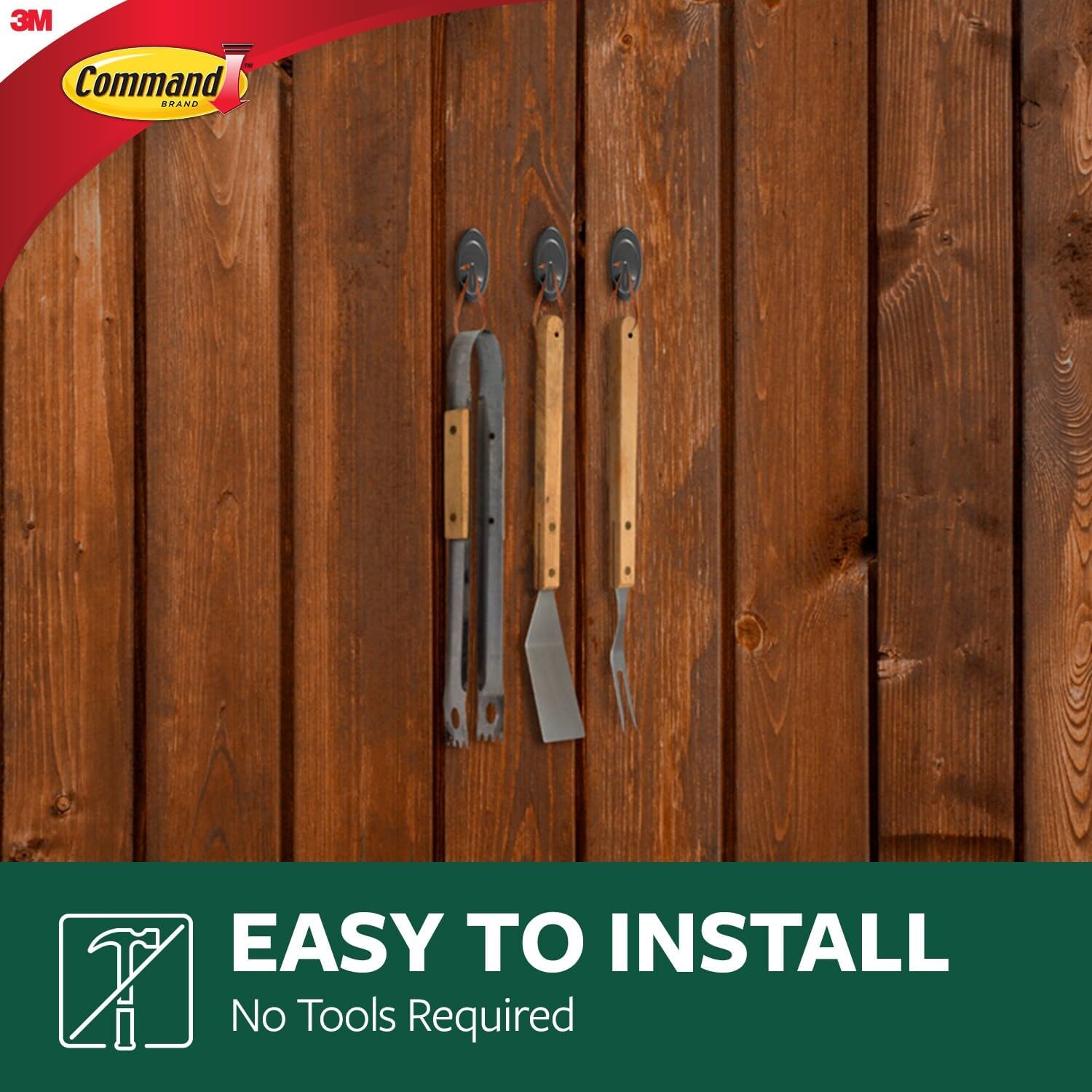 Command Outdoor Medium Slate Terrace Hooks with Foam Strips. 2 Hooks. 4 Strips - Image 4