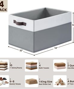 Alternative view of 4 Pack Large Closet Storage Baskets Bins for Shelves | Fabric Closet Organizers and Storage with Handles Home Organization | Decorative Collapsible Baskets for Organizing Clothes Toy Nursery 14x10