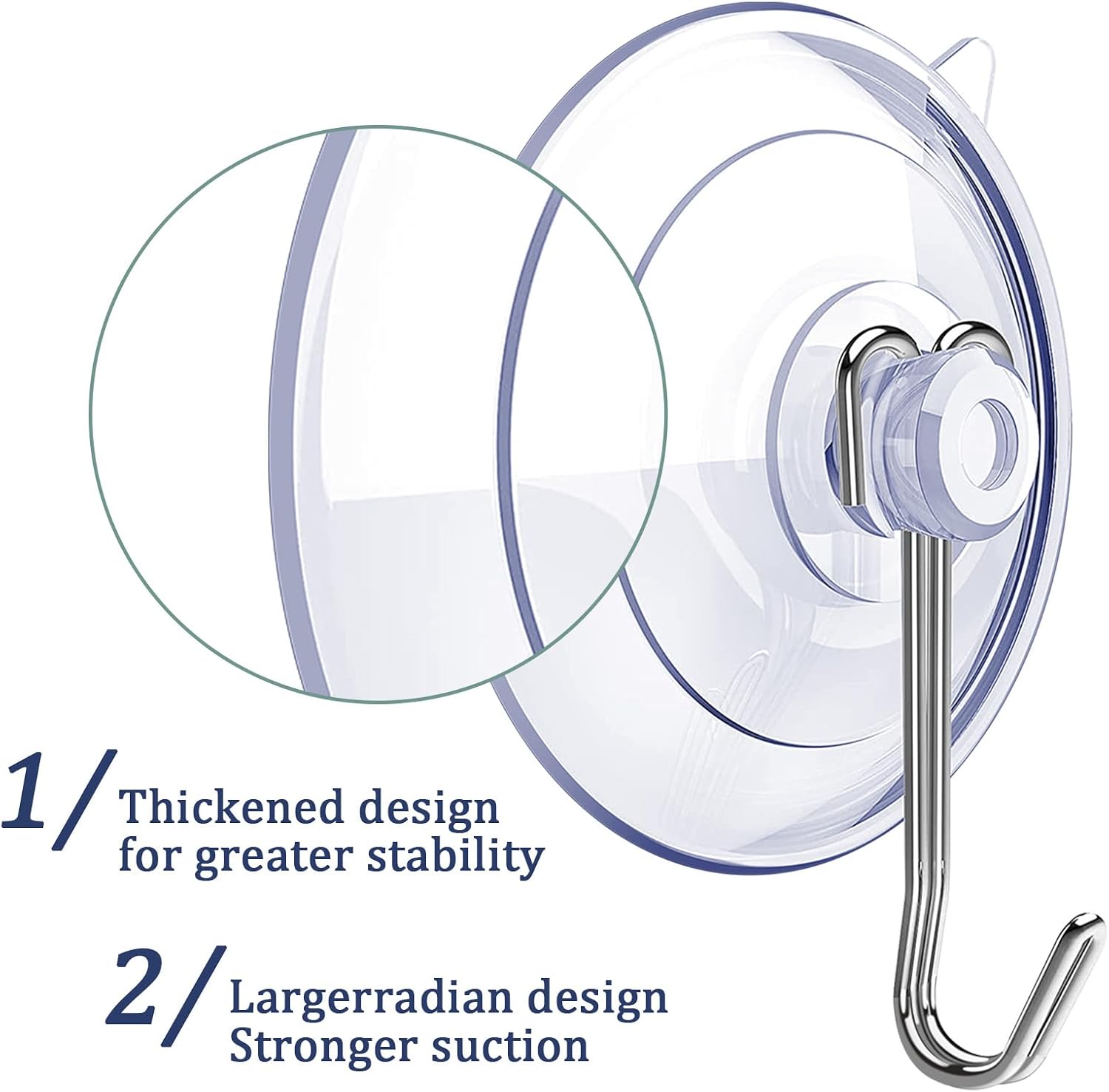 Suction Cup Hooks.6 PCS Clear Suction Cup for Glass Window Decor Shower Bathroom Glass Window Shower Kitchen. Reusable PVC Cups with Removable Stainless Hooks. Assorted (6) - Image 6