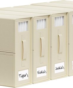 SheetCube Bed Sheet Organizers and Storage 6 Pack. Foldable Linen Closet Organizer with Window and Label. Bedding Folder Storage Box Container for Blanket. Duvet Cover Set. Bed Sheet Set - Beige