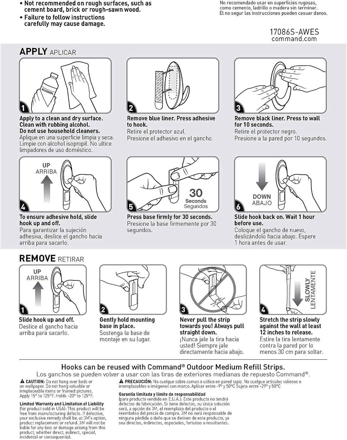 Command Outdoor Medium Slate Terrace Hooks with Foam Strips. 2 Hooks. 4 Strips - Image 10