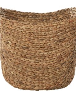 Alternative view of Deco 79 Seagrass Storage Basket. Large Woven Basket. 20 x 18 x 19. Brown | Handmade decorative and functional basket for storage with ring handles. baskets for organizing. room decor